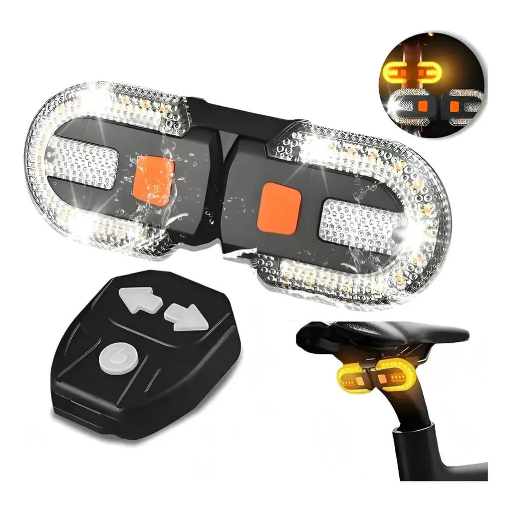 Sinalizador Bike LED USB Recarregável com Seta Controle Sem Fio