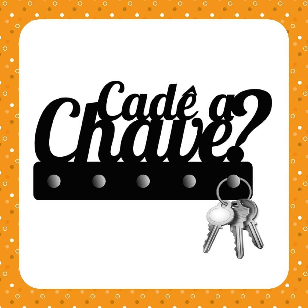 Porta Chaves de Parede Decorativo em MDF 3mm Preto Cadê a Chave Envio Imediato