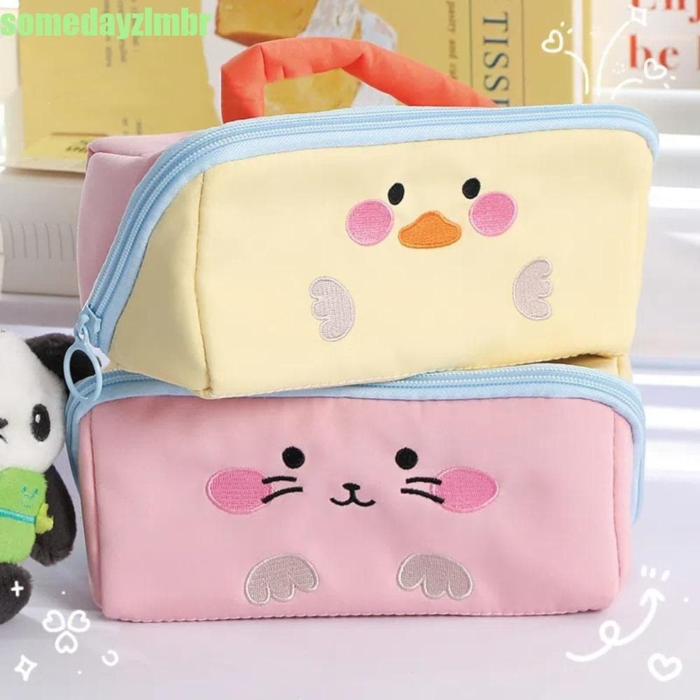 SOMEDAYZL0M Estojo De Desenho Animado , 6 Camadas , Pato , Coelho , Dinossauro , Bolsa De Lápis Coreana Maquiagem Com Zí