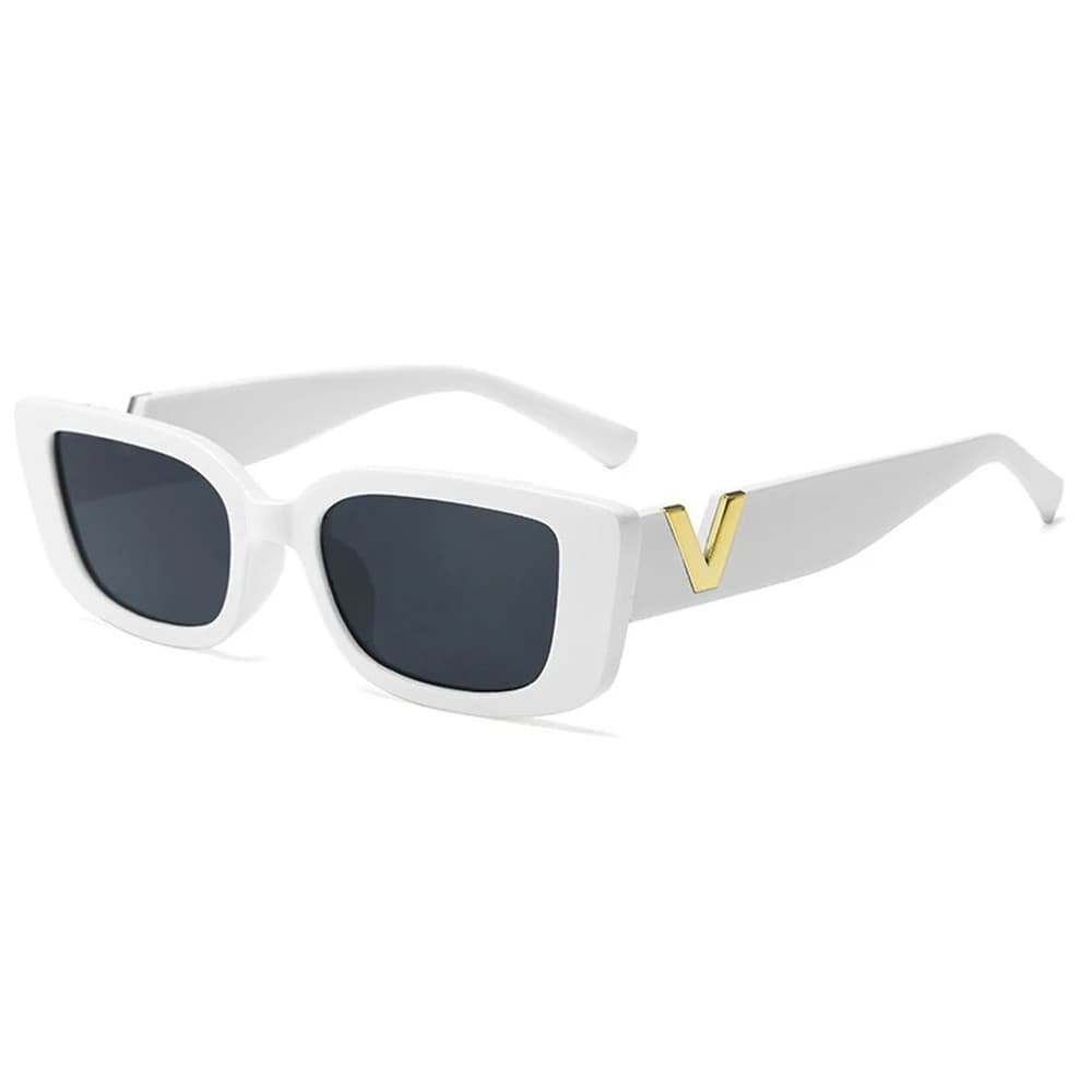 Óculos De Sol Bulier Modas Victory, Cor Branco Armação De Acetato Gatinho Dourado Luxo Preto Branco