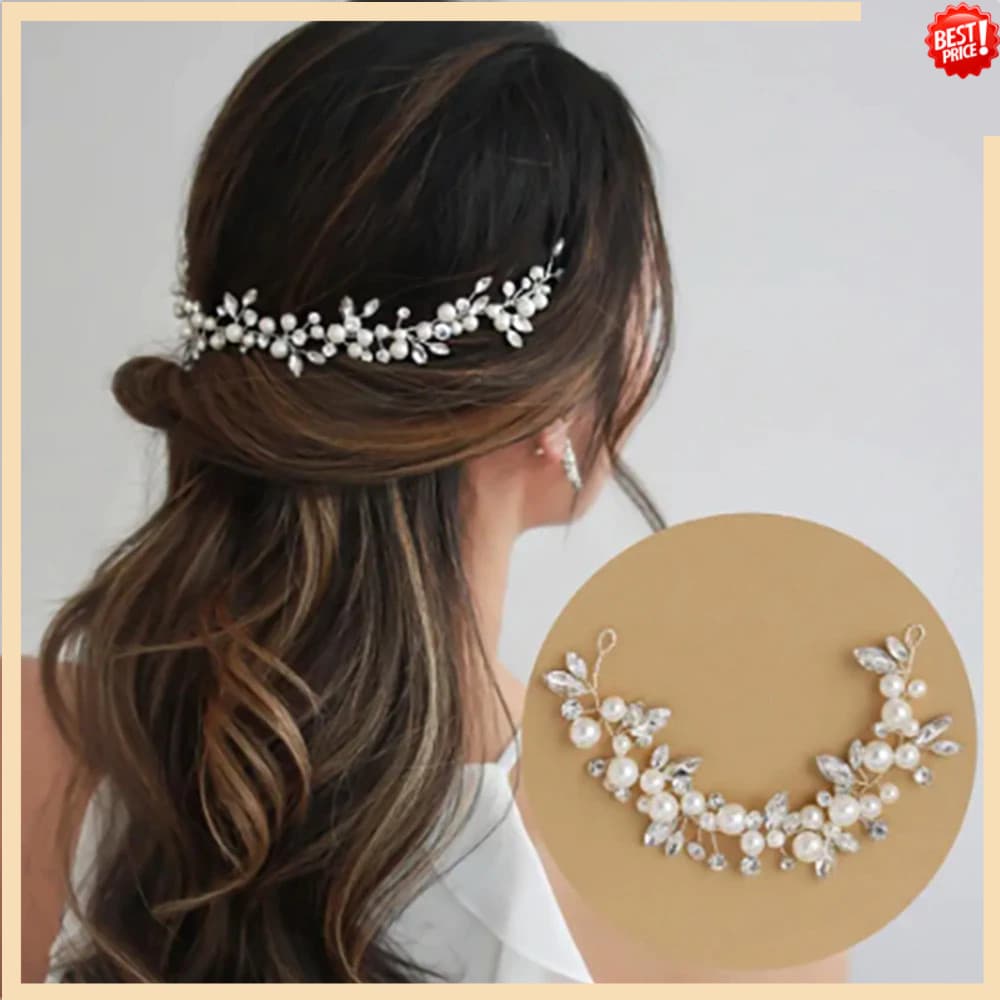 Presilha de Cabelo para Noiva, Incrustada com Strass, Pente de Cristal Prateado, Joia Brilhante, Acessórios Femininos