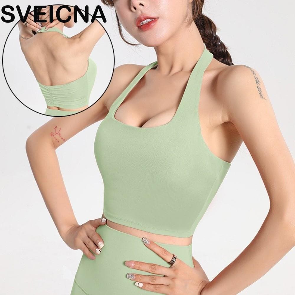 SVEICNA Sutiã Esportivo Sem Costas , Tecido Respirável , Design Elegante , Alça De Pescoço Pendurado , À Prova De Terrem