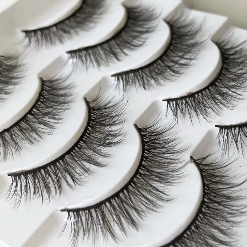 Estilo Natural cílios postiços feminino bagunçado realista cruz Multi-camada 3D tridimensional cílios duro Terrier olhos