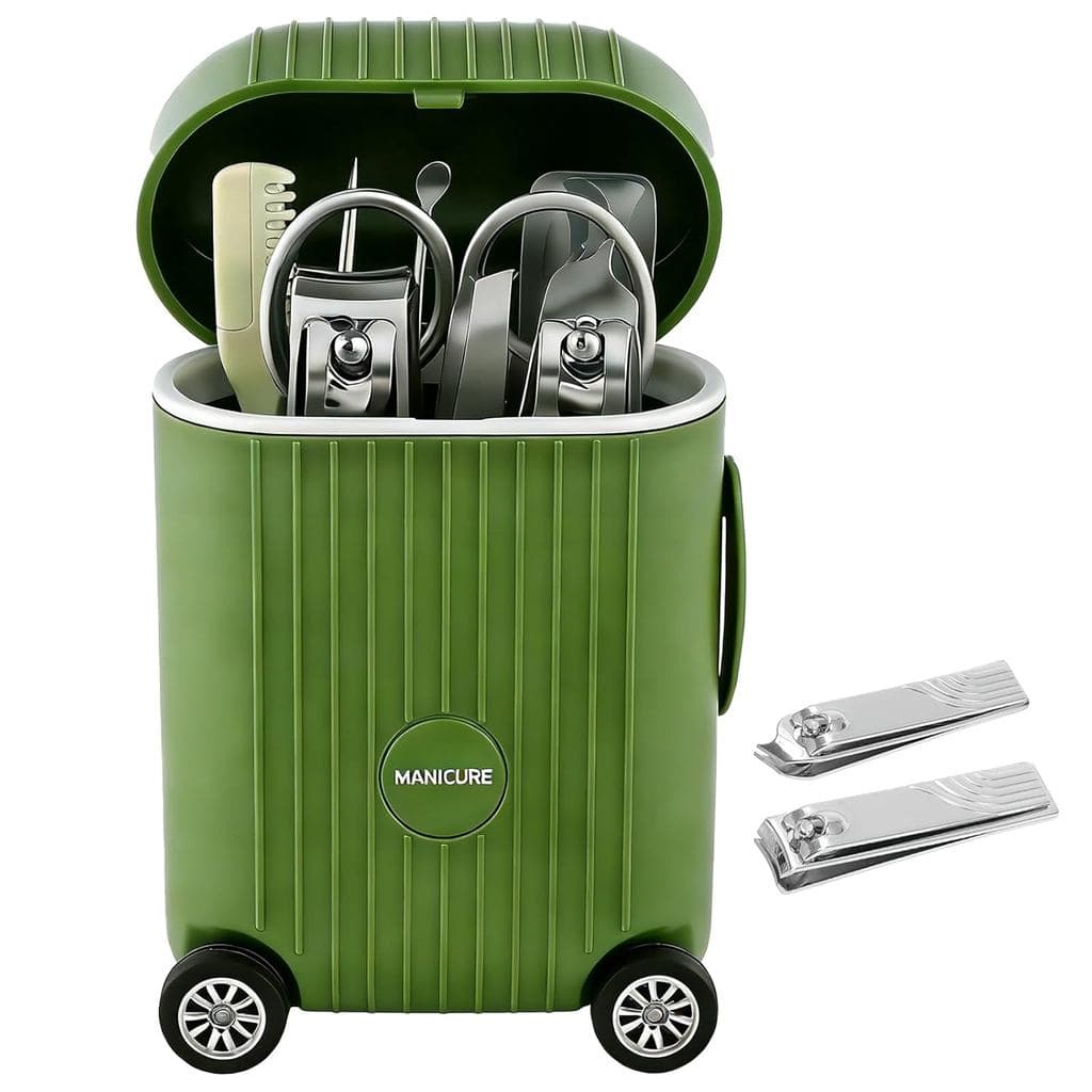 Conjunto de Manicure de 8 Peças em Mini Maleta, Kit de Cortador de Unhas de Viagem com Ferramentas de Aço Inoxidável, Cu