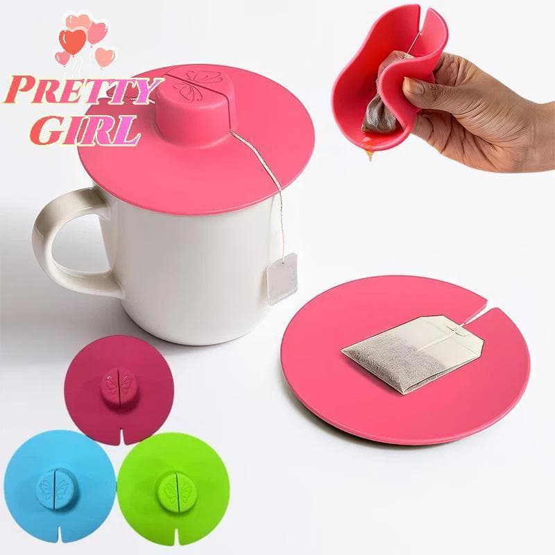 [Pretty ggirl] Suporte Para Espremedor De Saquinhos De Chá De Silicone Com Alça Fácil E Tampa Reutilizável Drenar Folhas