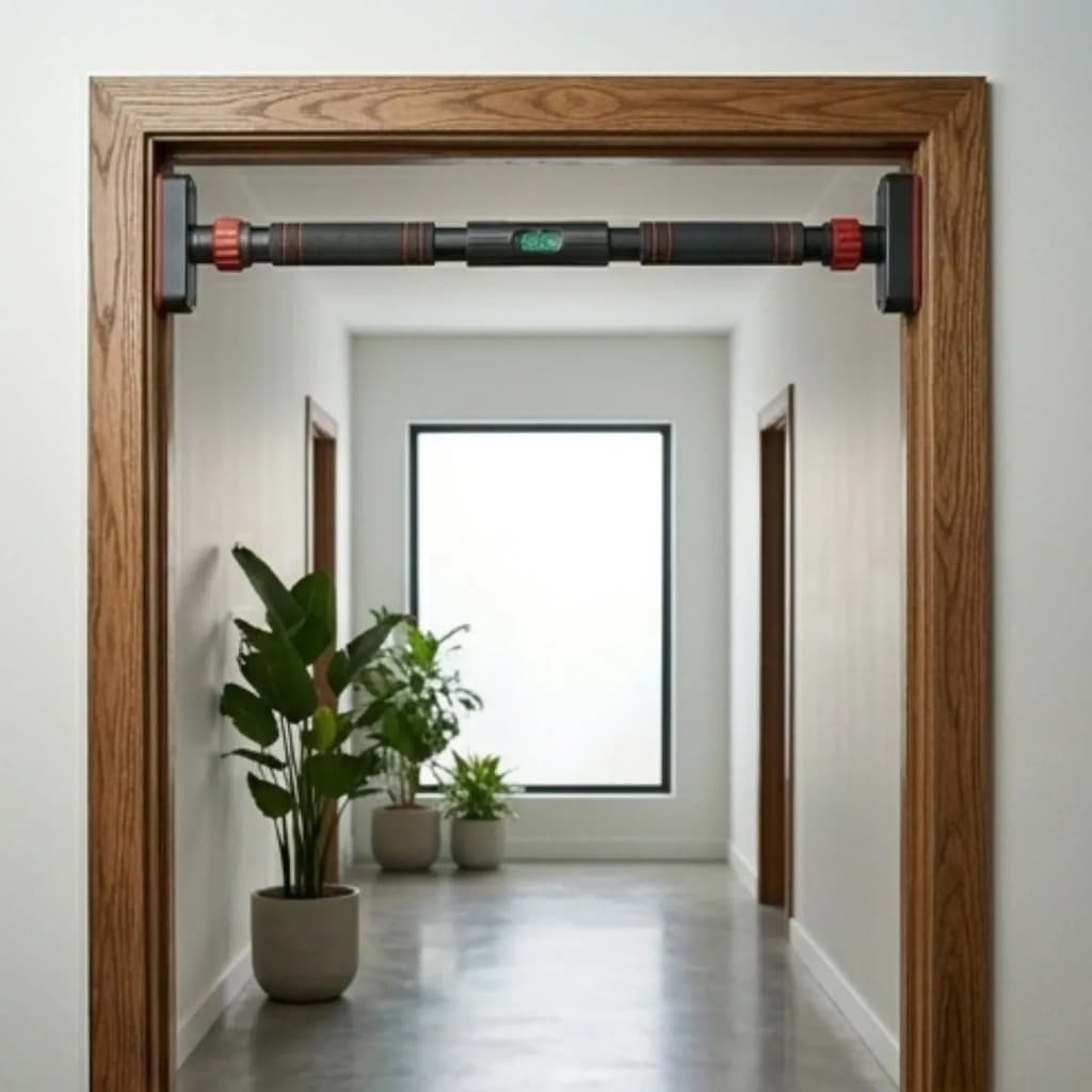 Barra de Porta Ajustável com Nível para Musculação e Flexão