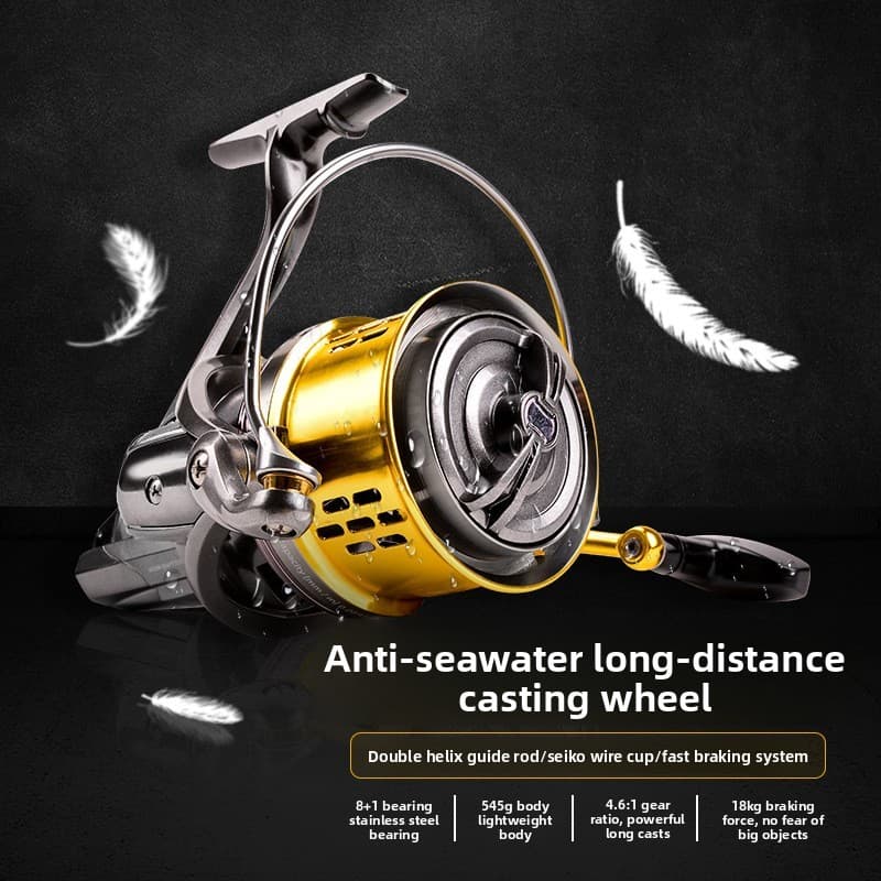 Carretel de pesca com âncora de roda giratória Copo oblíquo grande Carretel de fundição longa Carretel de pesca Carretel