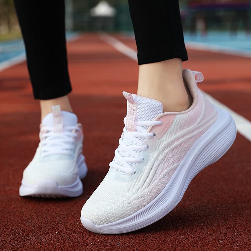 Lace-Up sapatos femininos primavera malha respirável desodorante tênis de corrida sapatos esportivos casuais senhoras tr