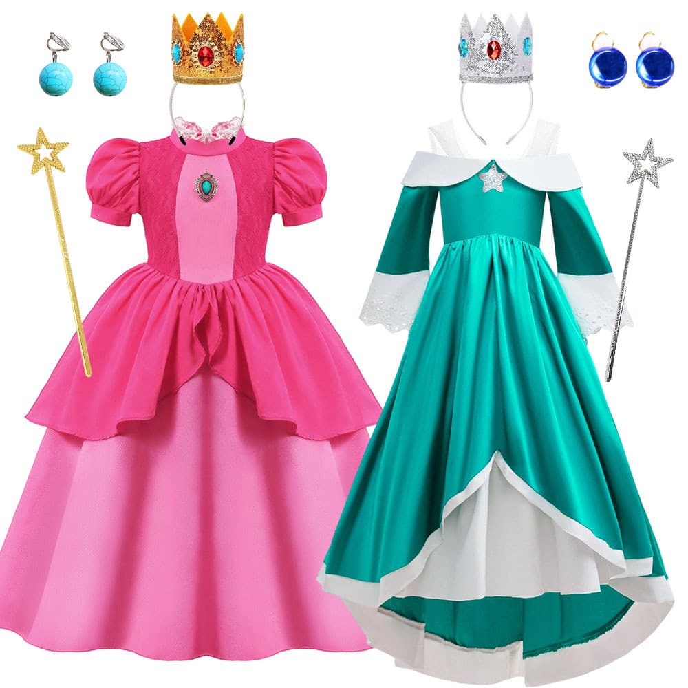 Rosalina & Pêssego Princesa Cosplay Traje Crianças Festa Vestir-Se Meninas Vestido De Para Aniversário 2026 Novo