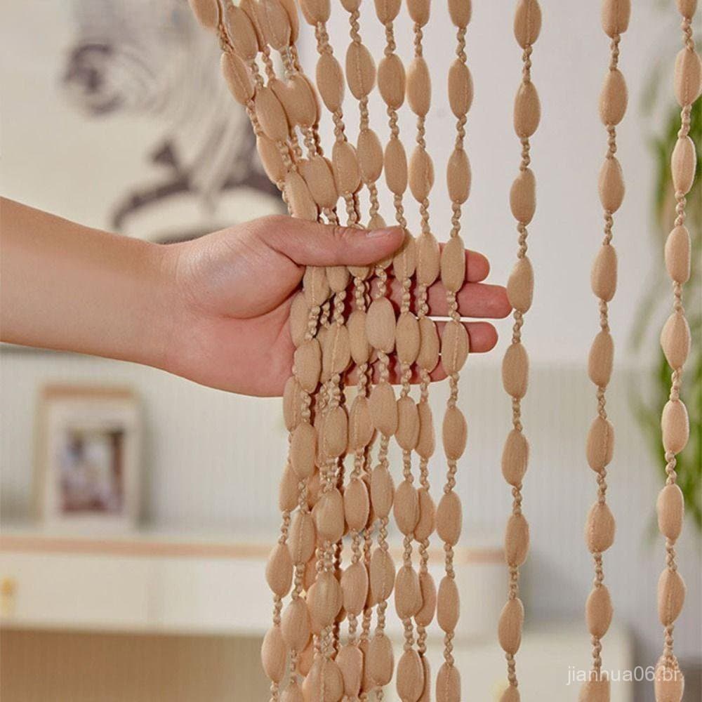 Cortina de Cordas Septembrob Com Contas, 1*2M Porta, Cor Sólida Janela Tratamento Borla Home Decor FRPR