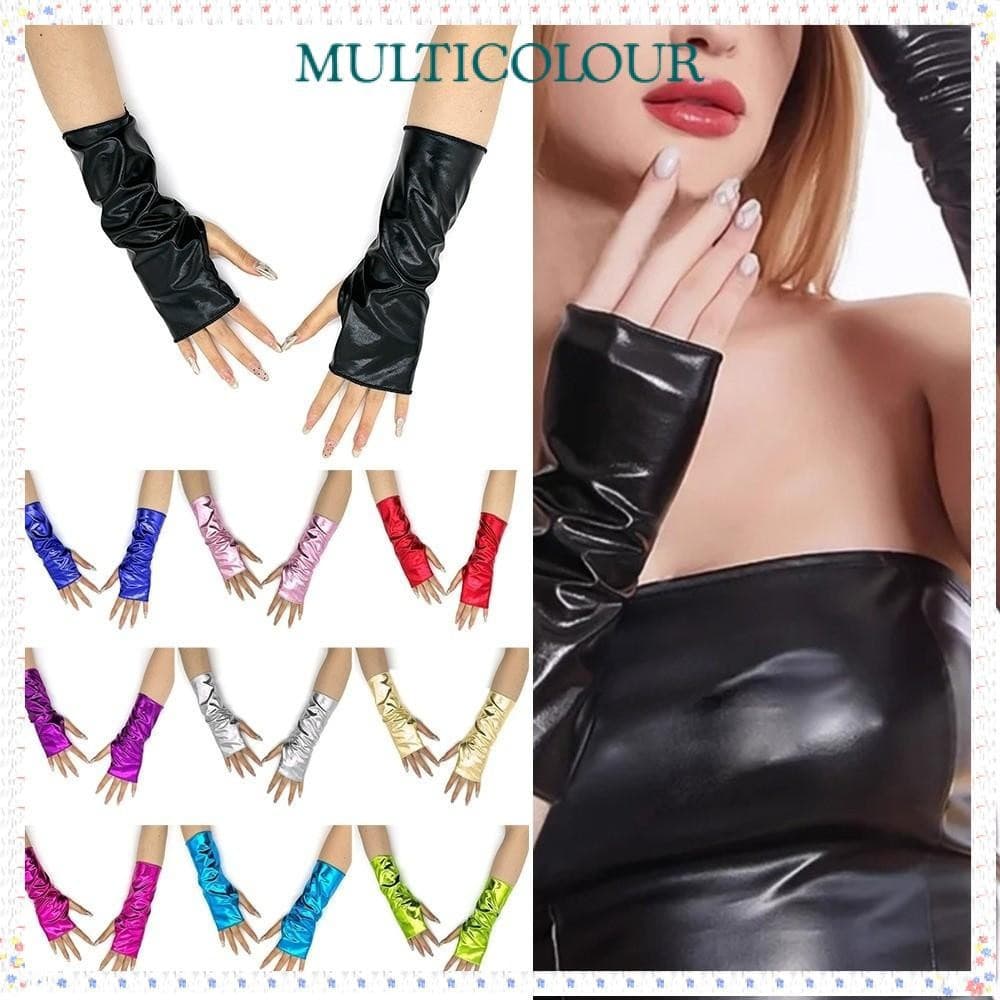 Multicolor 1 Par De Luvas De Couro PU , Conjunto De Manga Estilo Punk Sem Dedos , Imitação