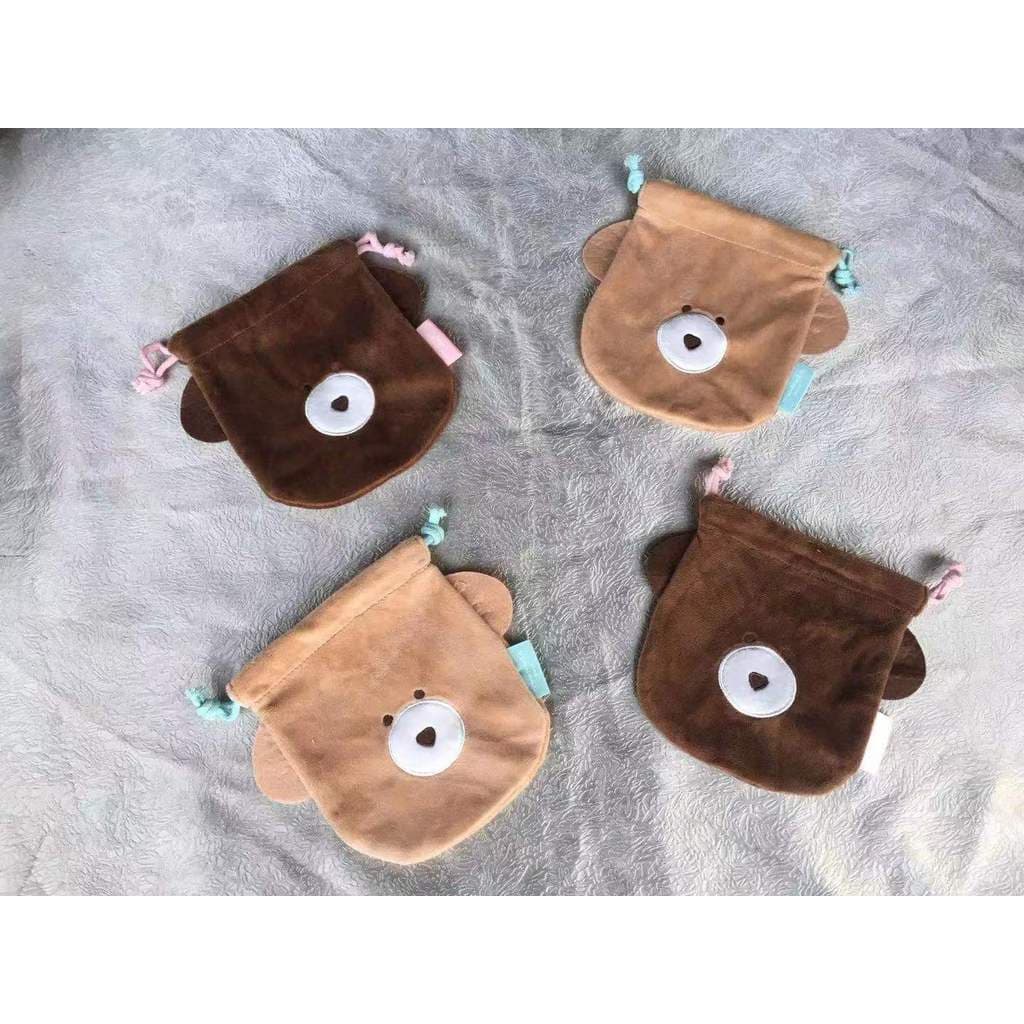 Pedido japonês cogumelo Tun Q-LiA urso moeda bolsa fone de ouvido Mini saco de armazenamento cordão pequeno saco de pano