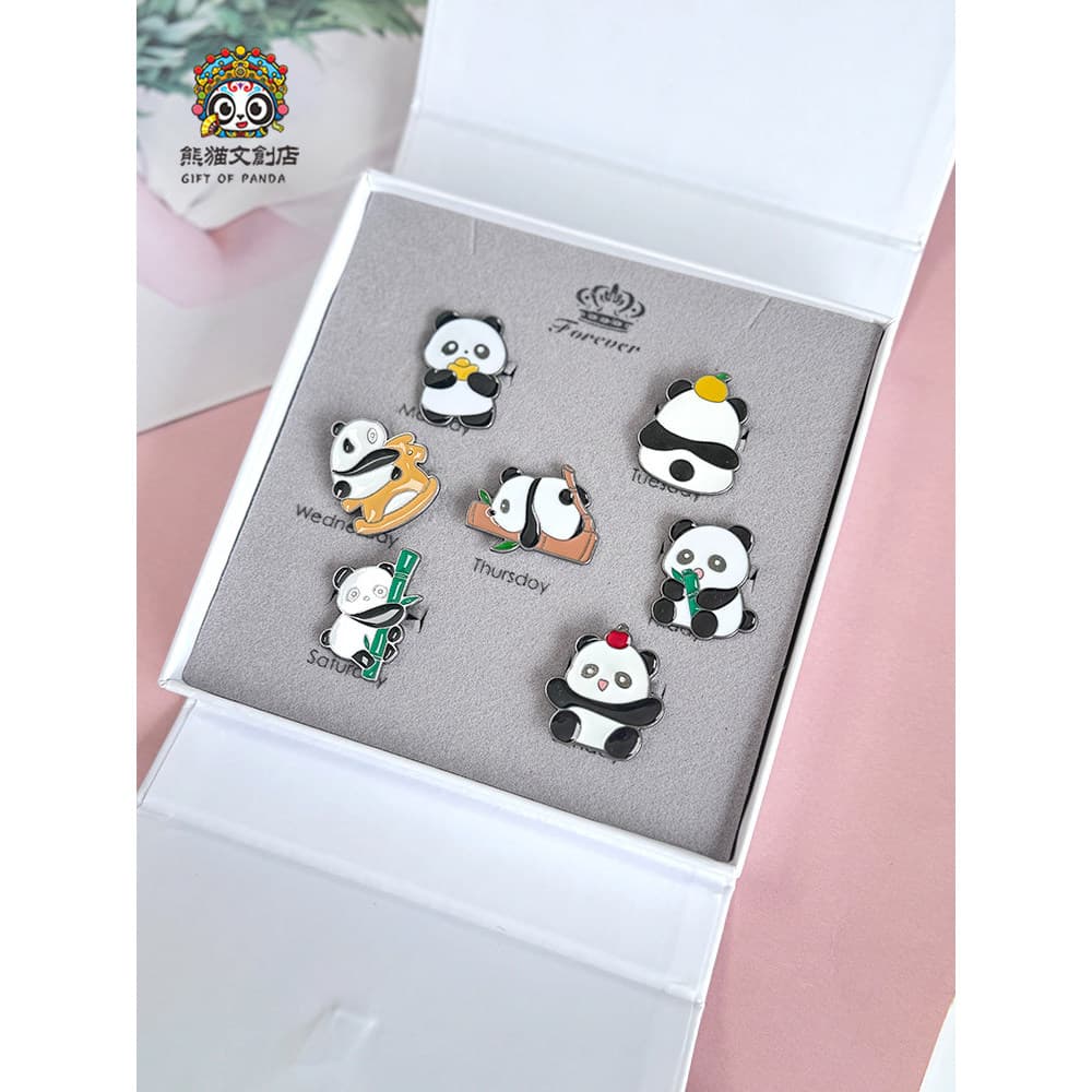 Conjunto de broche de Panda fofo de desenho animado Chengdu lembrança presente crachá alfinete bolsa decoração distintiv