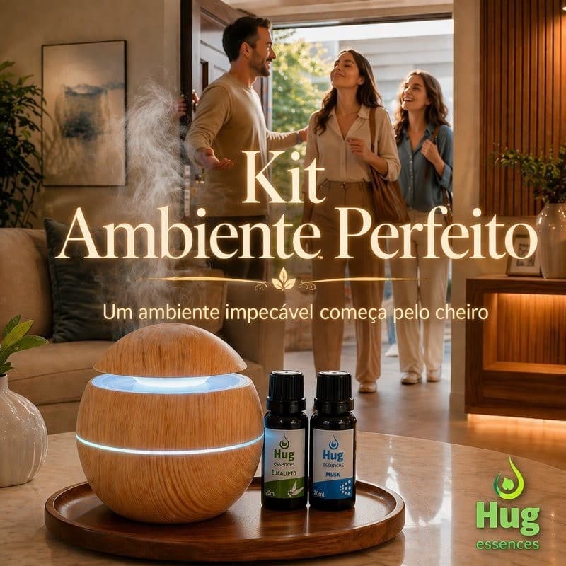 Ultrassonico Umidificador + Essencias Eucalipto e Musk | Cheiro para Casa | Difusor Ultrassonico | Essencia 20ml