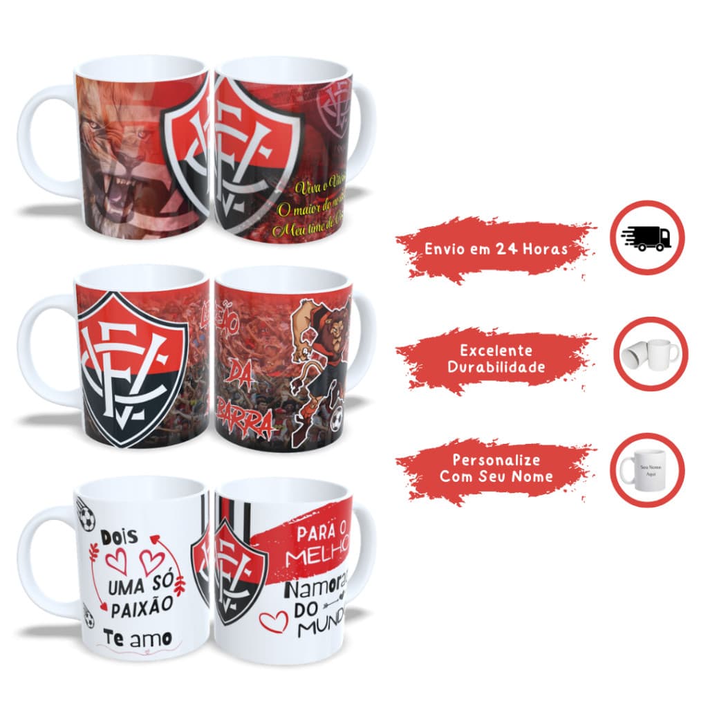 Caneca do EC Vitória! Ideal Para Quem Ama o Leão da Barra! Promoção Especial + Envio Rápido!