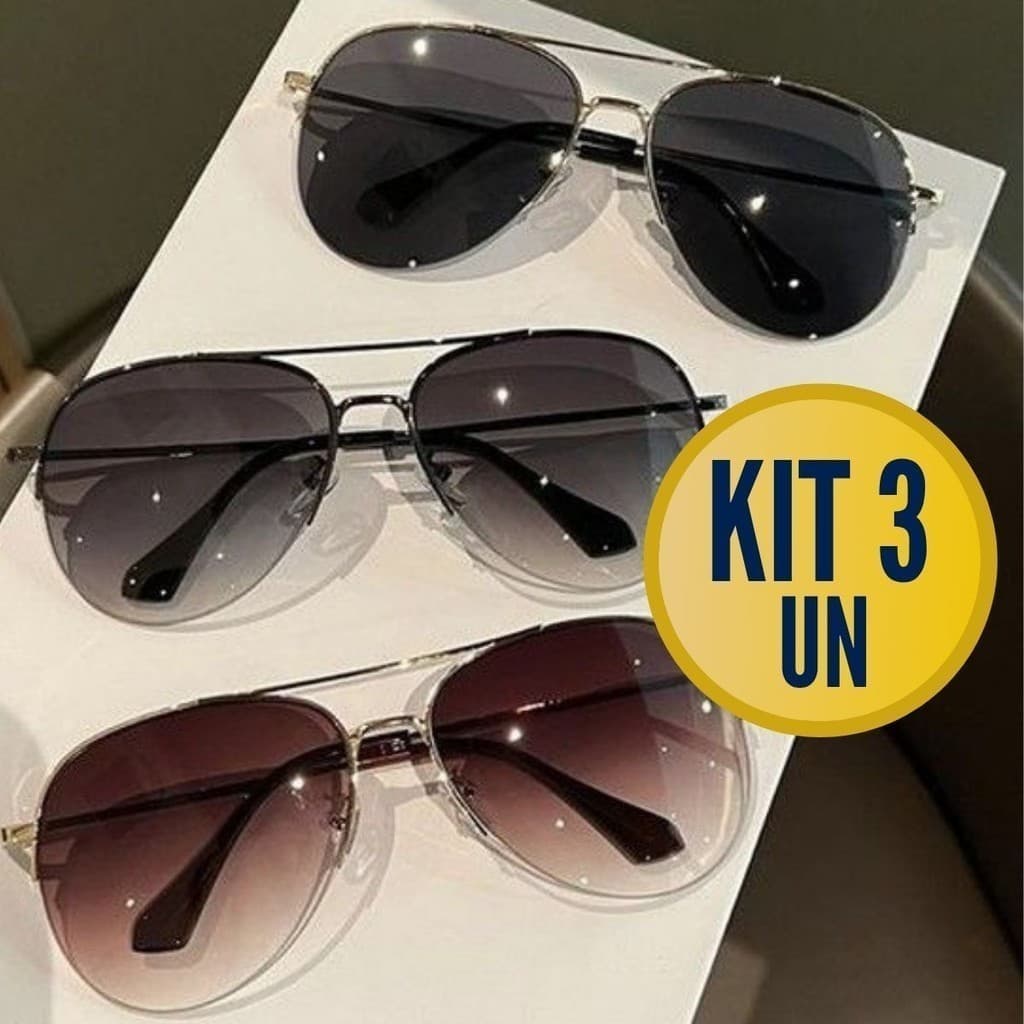 NEWS Kit com 3 Óculos aviador lentes cristal classic.