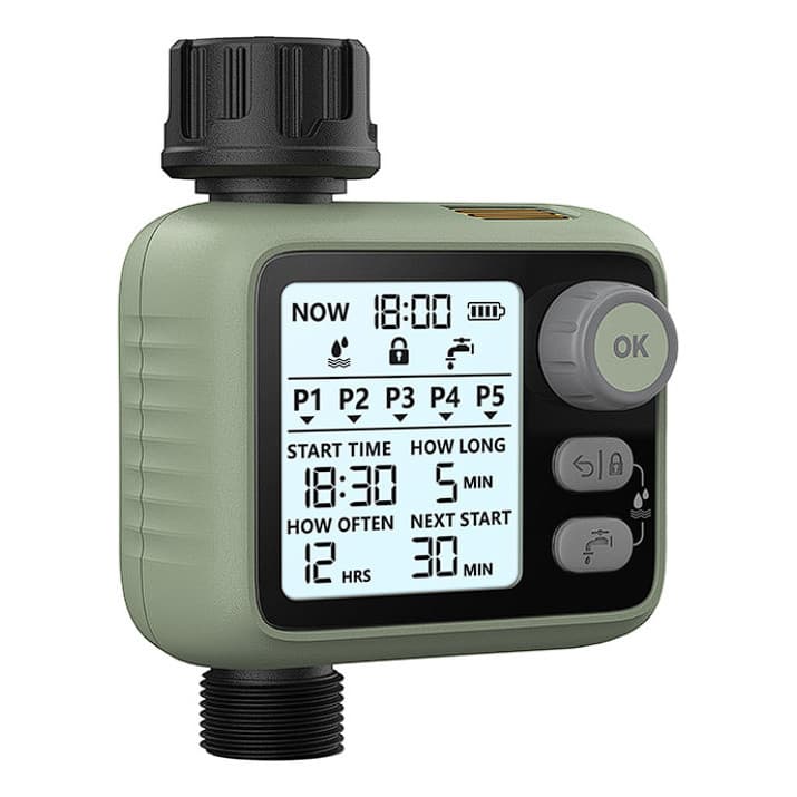 Irrigador Inteligente Programável com Sensor de Chuva e LCD Iluminado, Visão Noturna e Pausa Automática na Chuva