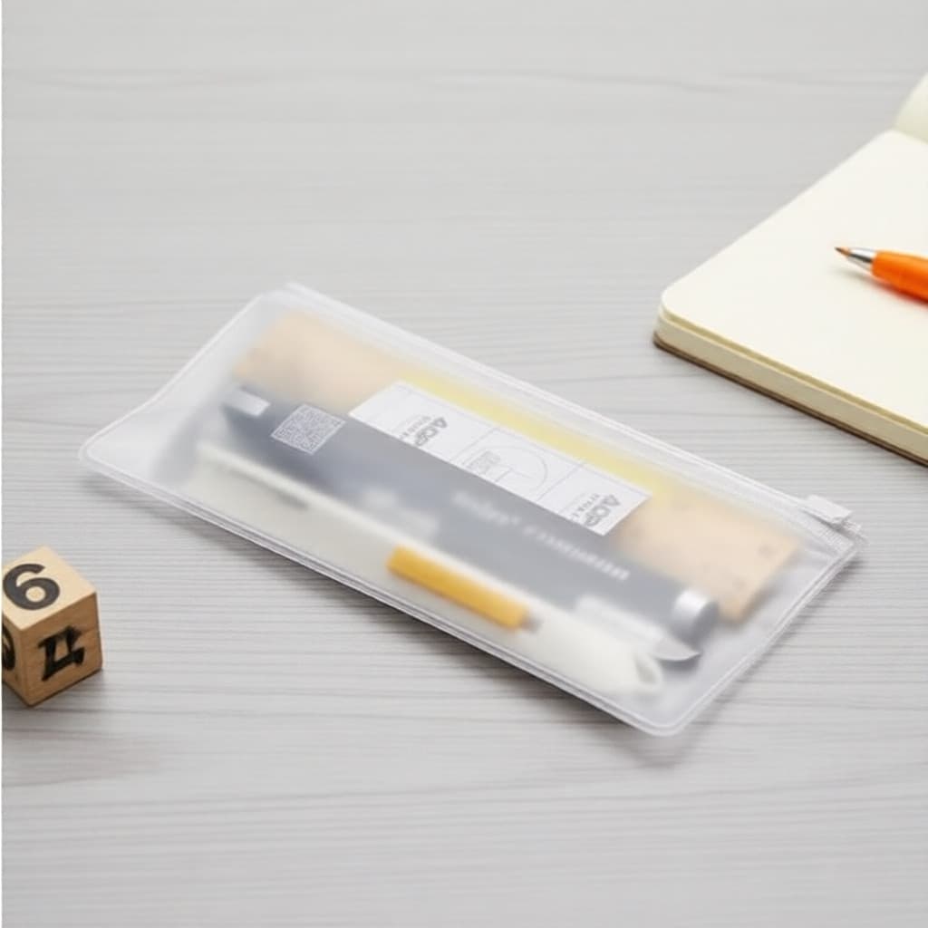 Bolsa de Lápis com Zíper de PVC Durável para Escola 21x10cm
