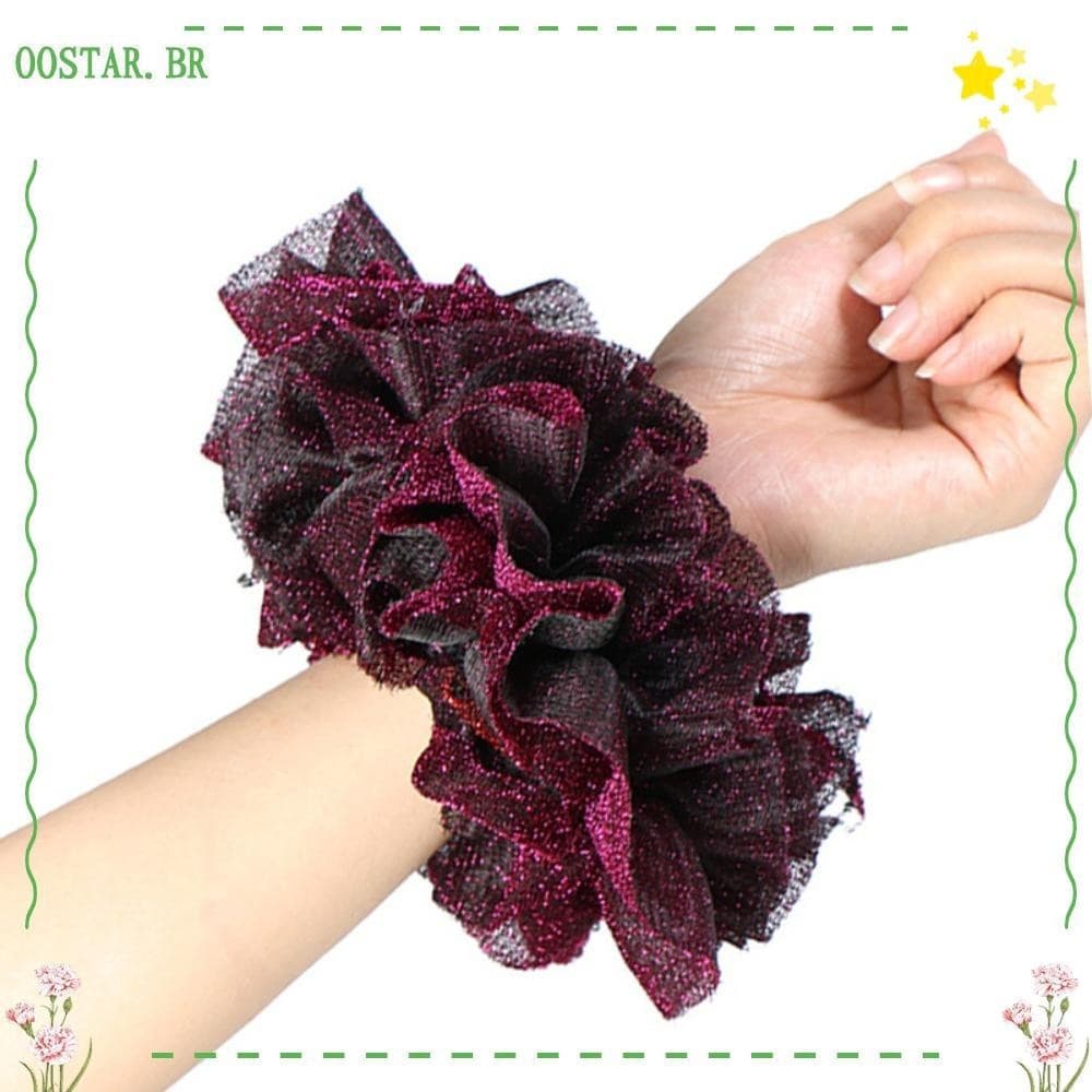 Scrunchies Grandes OOSTAR , Elástico De Veludo Dourado Brilhante Tecido Anel De Cabelo , Chapéu