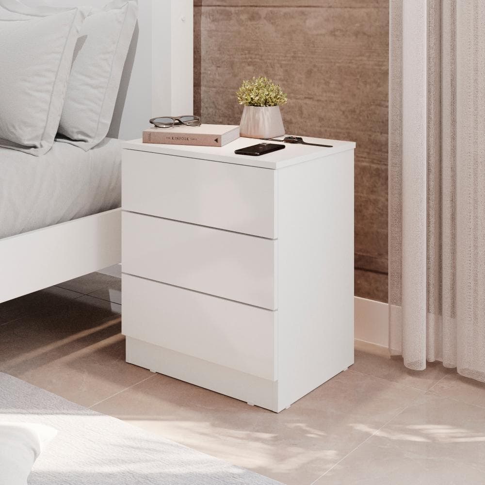 🛏️ Criado-Mudo 3 Gavetas Confortse PARIS – Design Moderno + Corrediça Telescópica