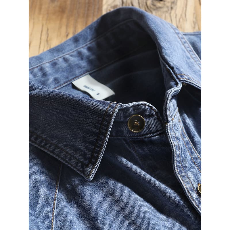 Pesado lavado primavera outono 2025 nova camisa jaqueta masculina solta Street Wear camisa jeans de manga comprida casal