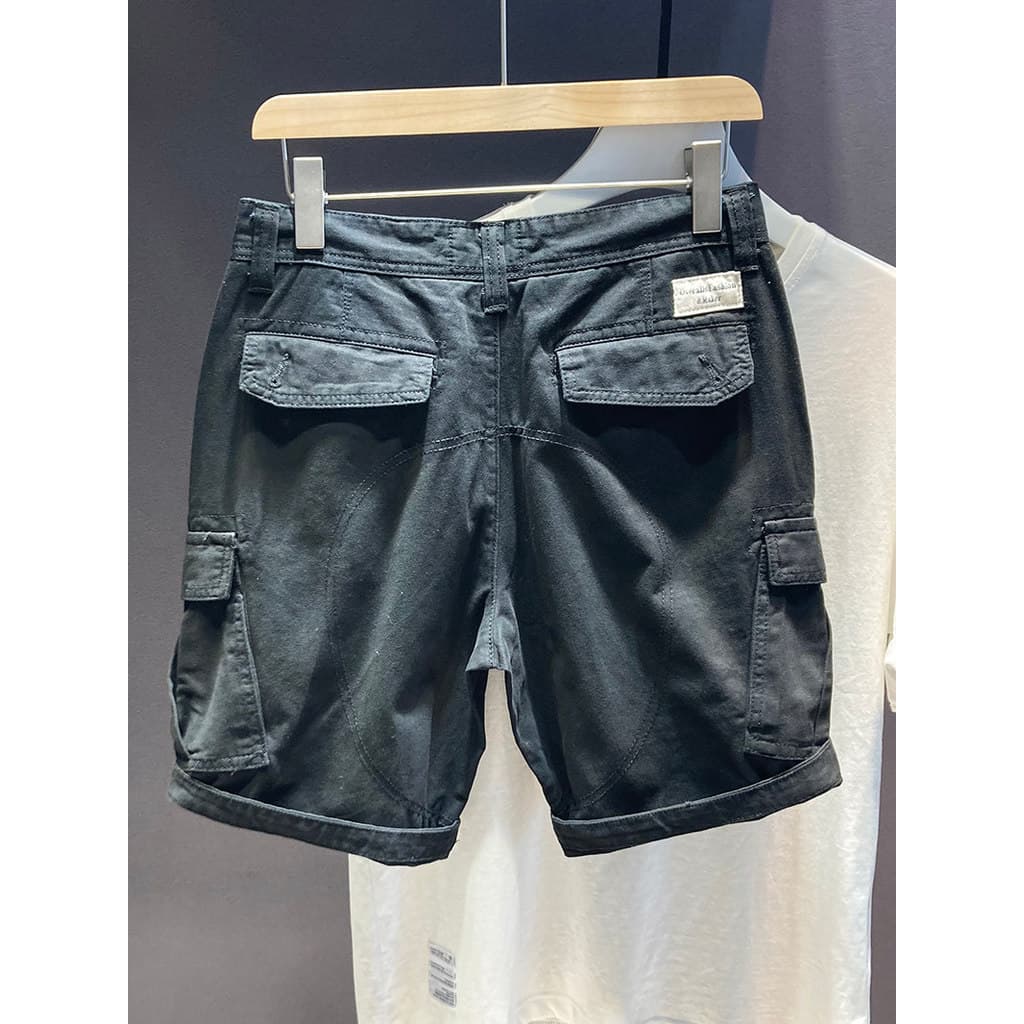 Fino Multi-bolso puro algodão Street Wear Casual macacão Shorts masculino verão calças cortadas soltas lavadas calças mé