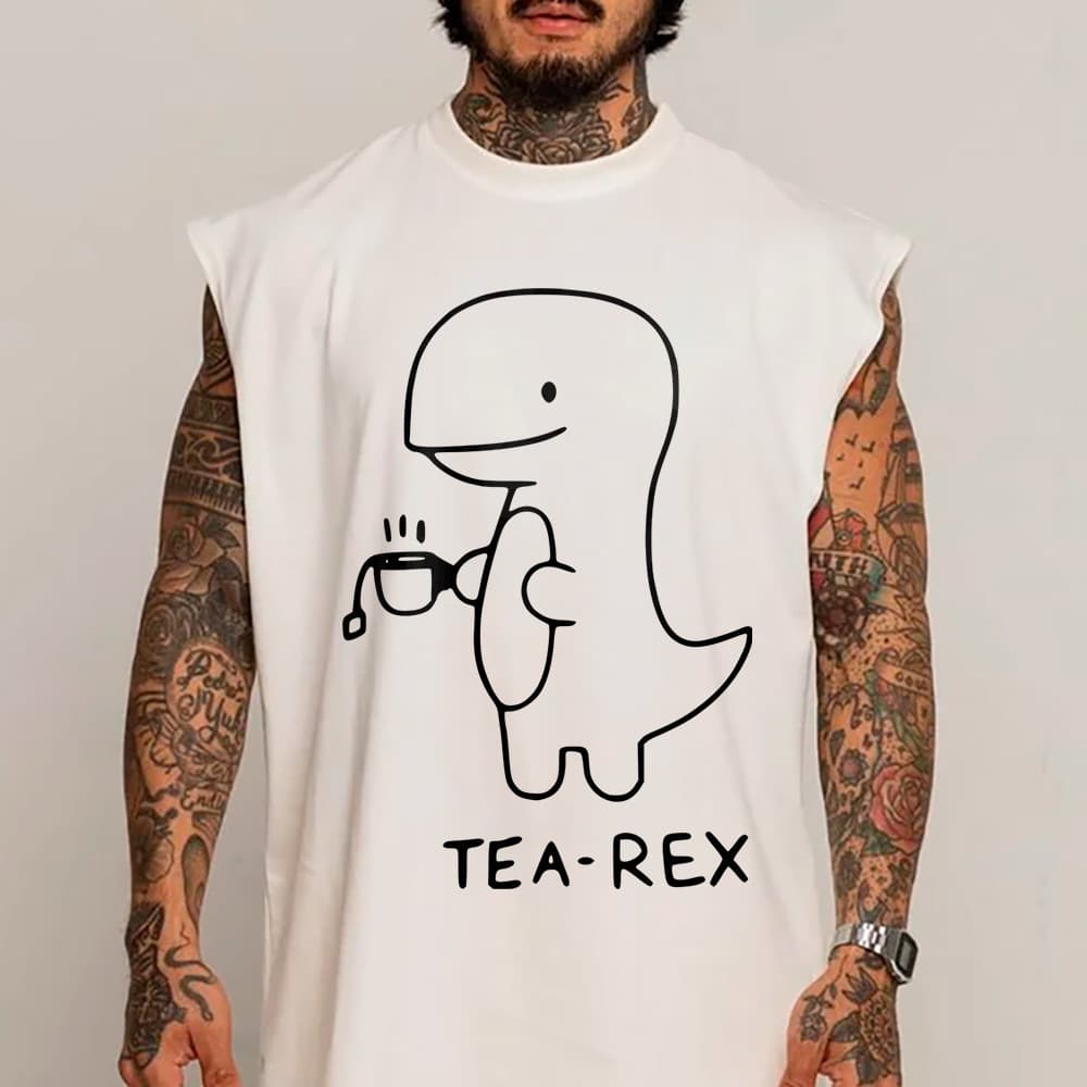 Camiseta Regata Machão Tea Rex Estampa Dino Engraçado 100% Algodão