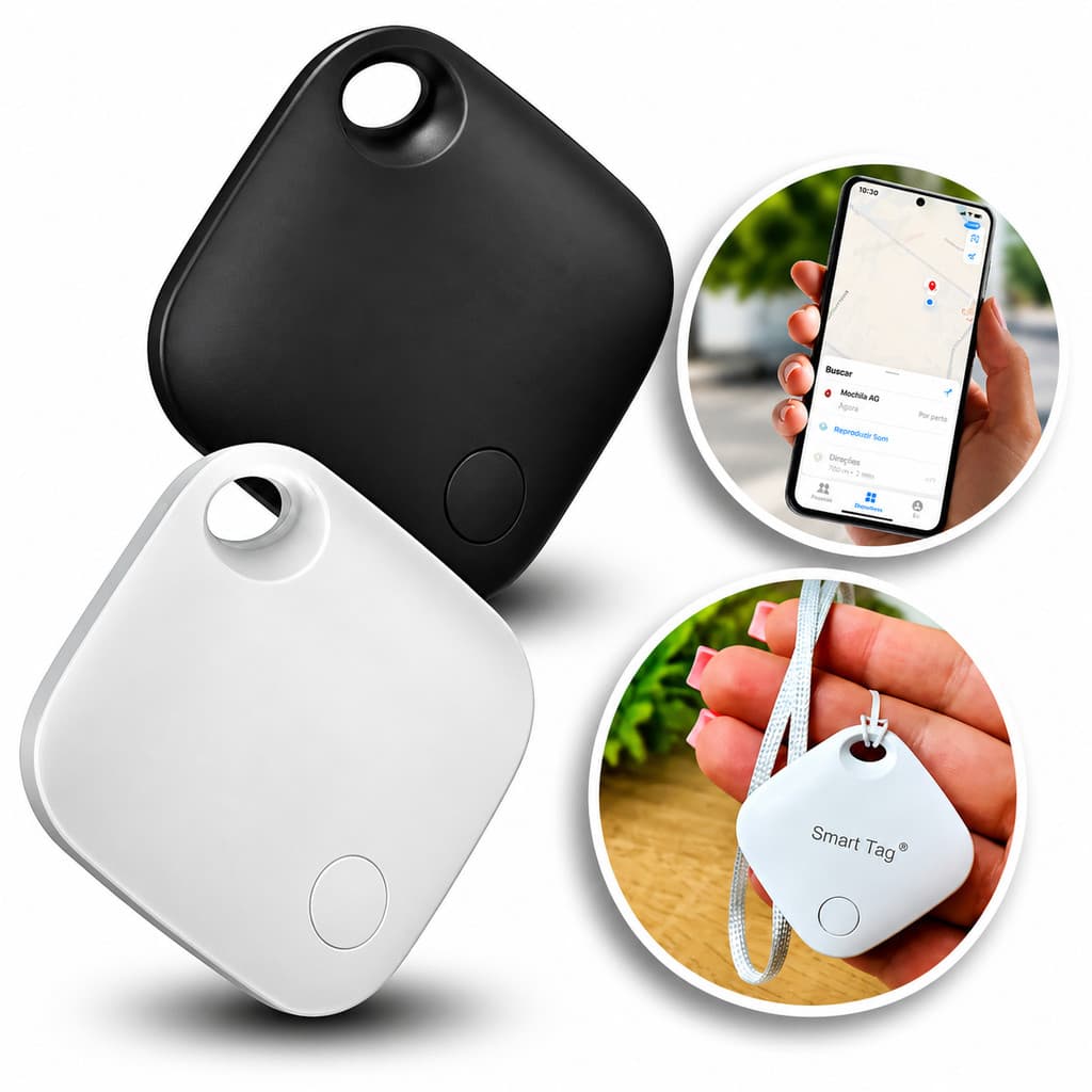 2x Localizador Rastreador Smart Tag Inteligente Compatível iPhone iOS App Buscar Para Coleira Pet Mala Chaves E Carteira