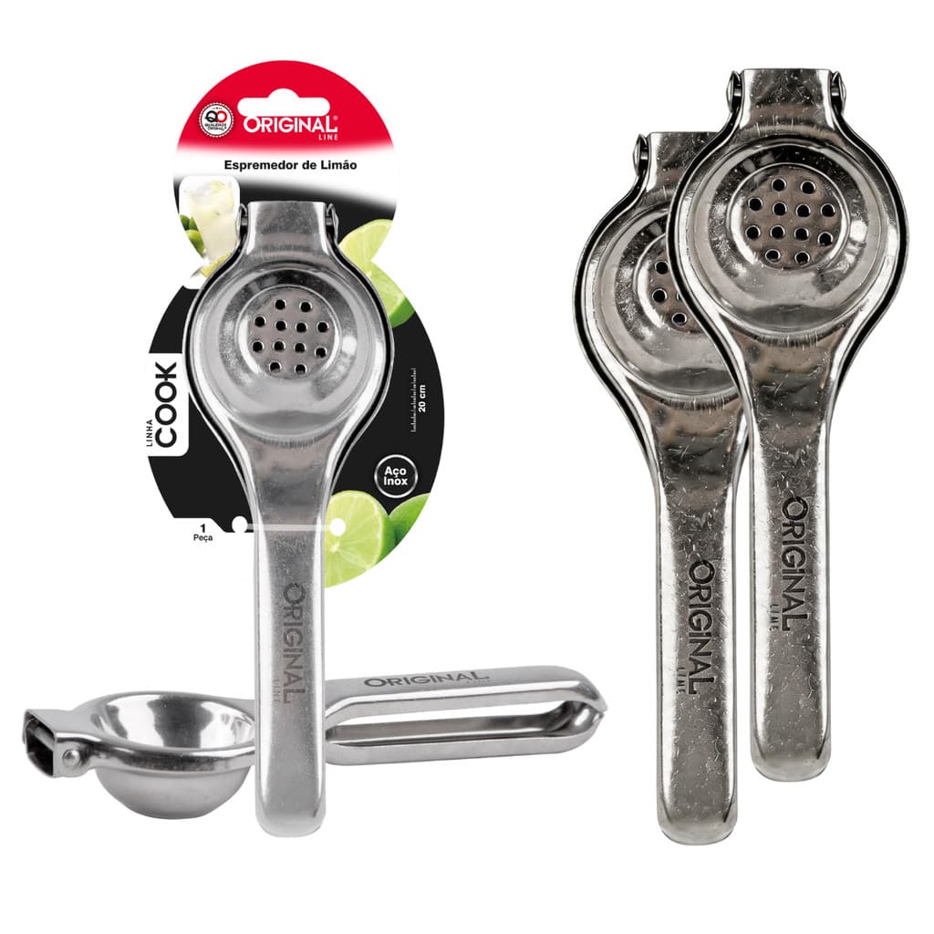 3 Espremedor De Limão Manual Aço Inox Profissional Suco 20cm
