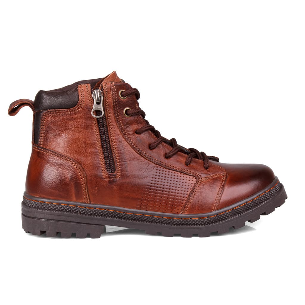 Bota Masculina Laroche Vacanza Coturno Couro Legítimo Cano Médio Zíper Casual Confortável 05522