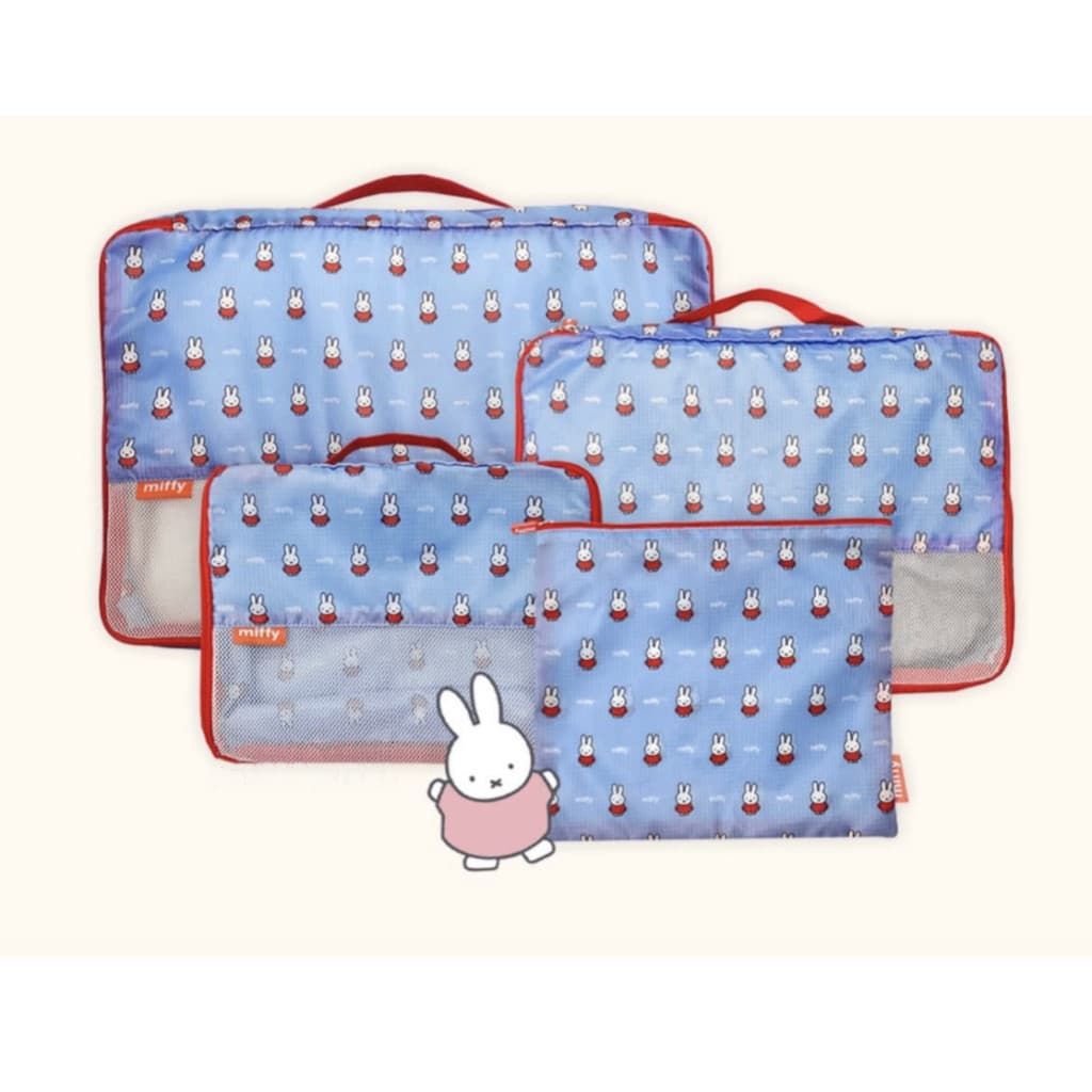 Conjunto De Bolsa De Armazenamento Com Estampa De Coelho De Desenho Animado Azul-4 Unidades De Bolsas Organizadoras De V