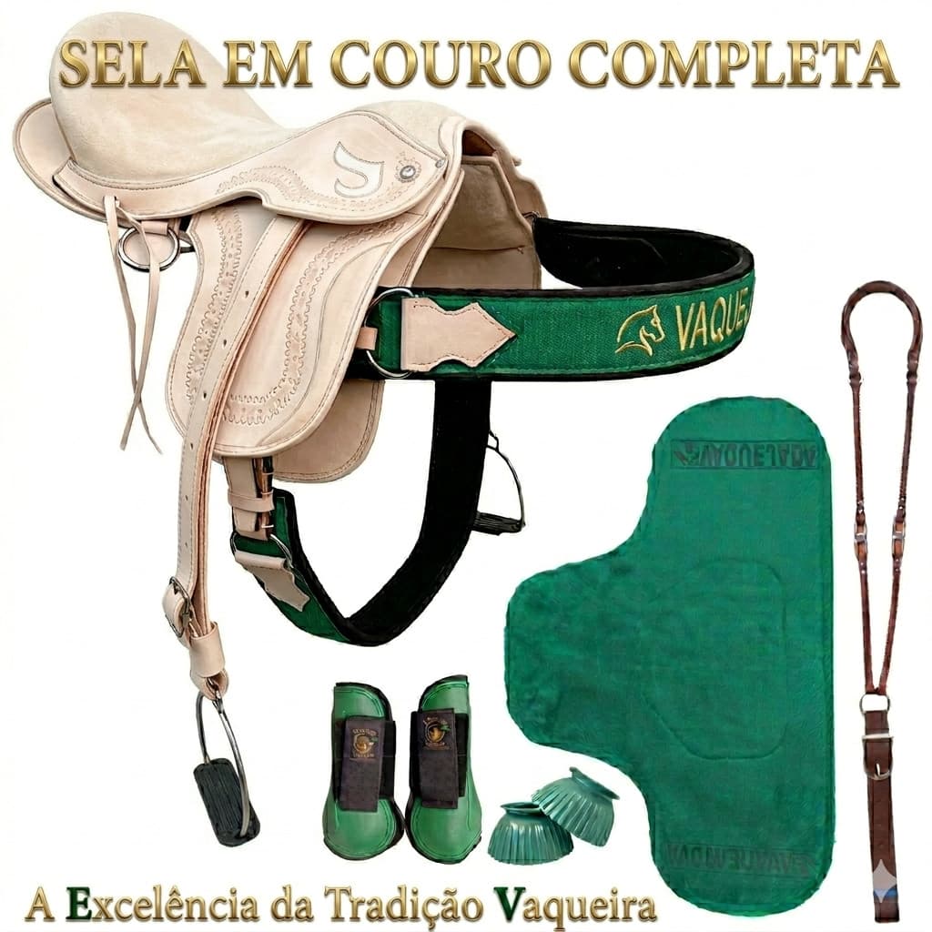 Sela Cavalo Em Couro Natural Vaquejada Montaria Selim