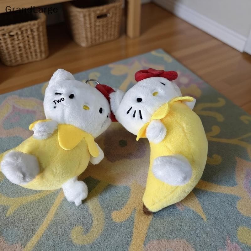 [GrandLarge] Bonito Sanrio Hello Kitty Boneca De Pelúcia Brinquedo Chaveiro Pingente Fruta Banana Morango Abacate KT Bol