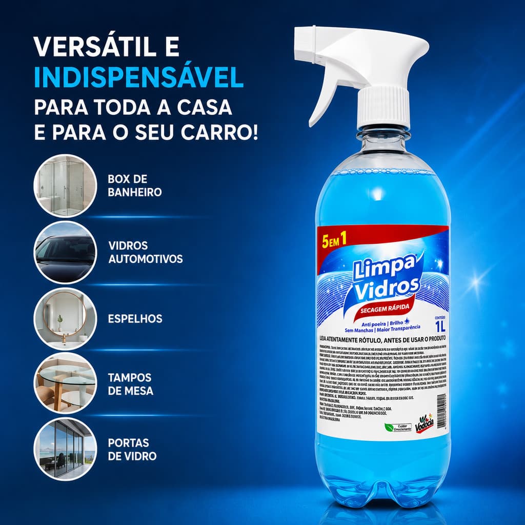 Limpa Vidro Anti Poeira Recupera Brilho E Transparencia Limpeza de Vidros mesas Espelhos