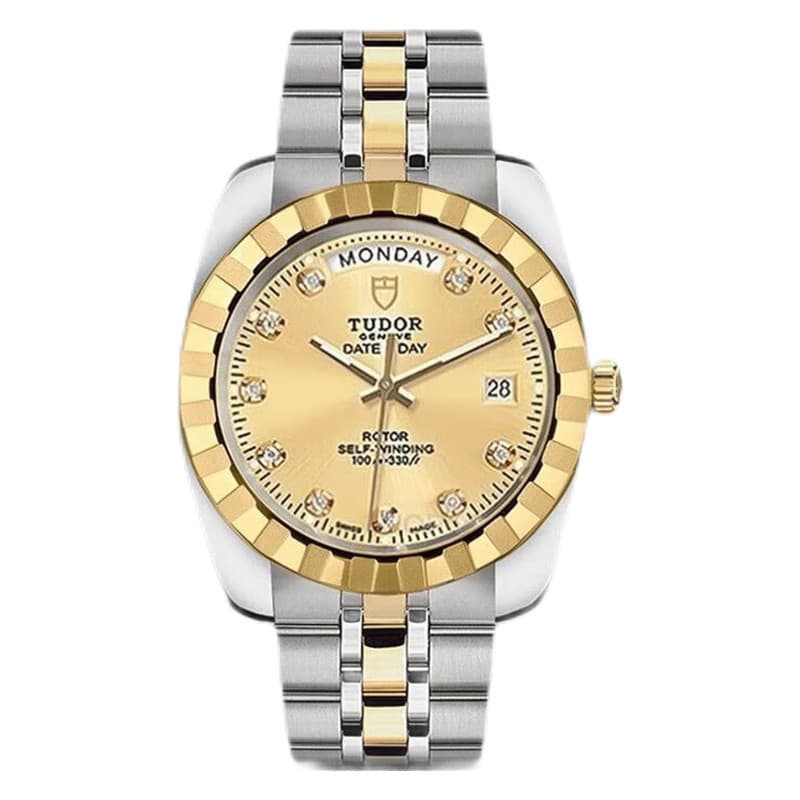 Tudor Classic Series 23013-62113 Sala Mecânica Automática Ouro Relógio Masculino Diamantes