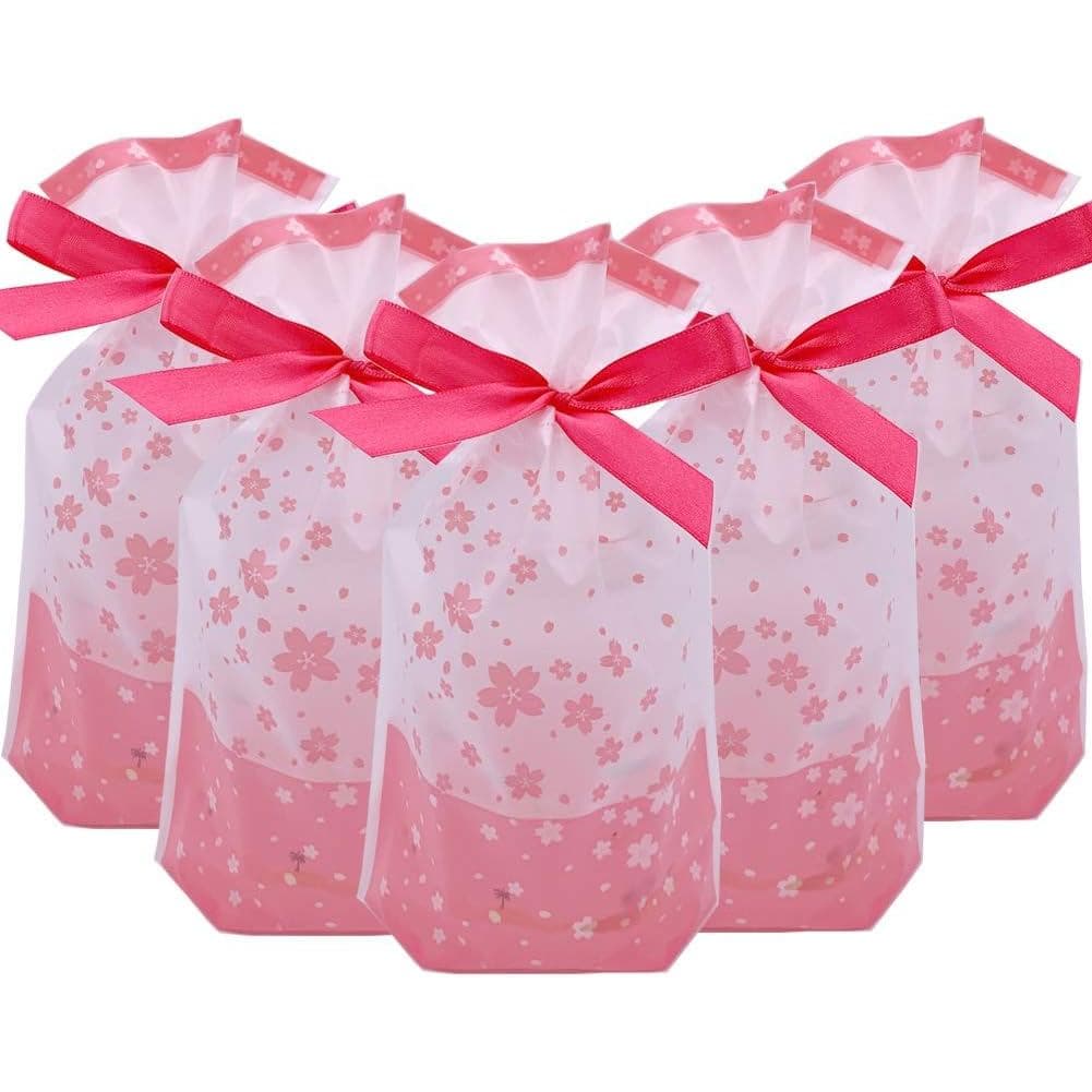 Sacos de Presente VIFOME, 24 Peças, Sacos de Lembrancinhas para Festa, de Presente Rosa Sakura, Sacos Plásticos co