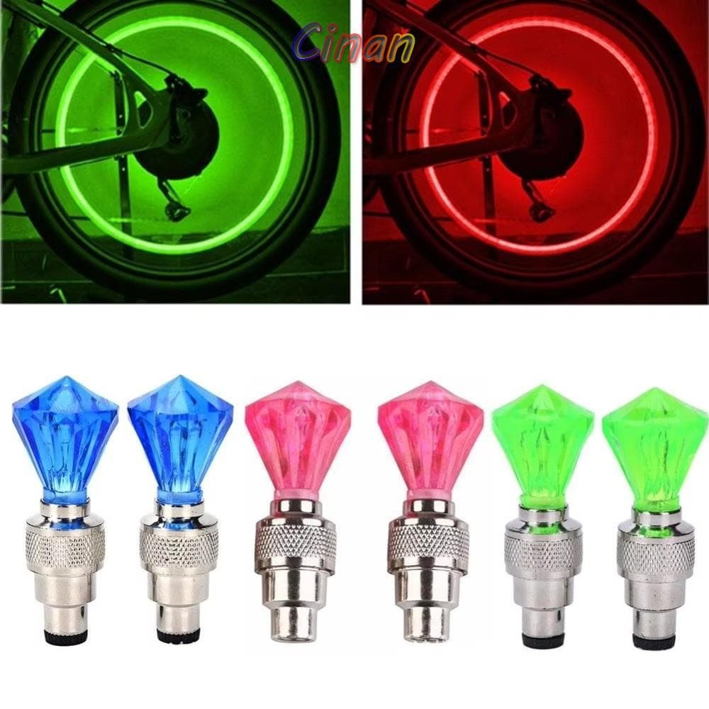 CINAN 2 Pcs LED Luz De Roda De Bicicleta , Luzes De Tampa De Válvula De Pneu À Prova D'água Em Forma De Pedra Preciosa ,