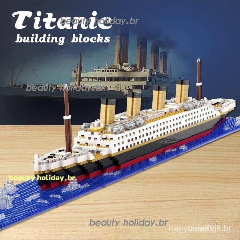 1878 Peças Titanic Brinquedo de Blocos de Construção Navio de cruzeiro gigante com blocos de montar de luz modelo Brinqu