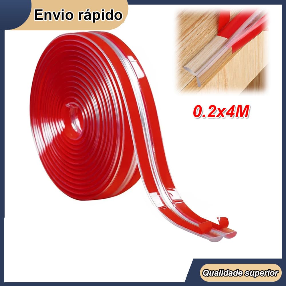 Fita Protetora de Quina em Silicone Transparente 0.2x4metros Protetor Anti-Impacto para Bordascantos e quinas de Móveis