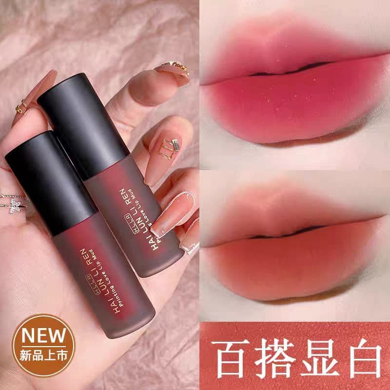 Esmalte labial lama veludo fosco superfície clareamento não é fácil de colar copo batom pêssego leite café série de core
