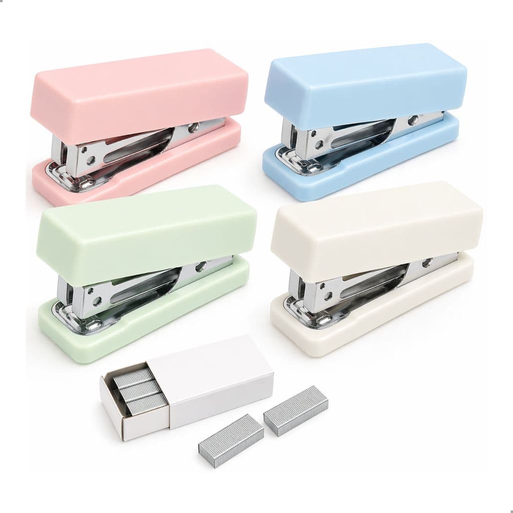 Mini Grampeador Portátil Cores Pastel + 320 Grampos 24/6