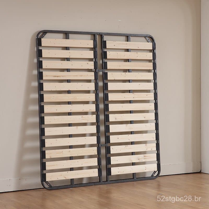 Estrutura de cama ripada, base de cama, estrutura de cama tatami, estrutura de aço dobrável de madeira maciça 1,8m 1,5m,