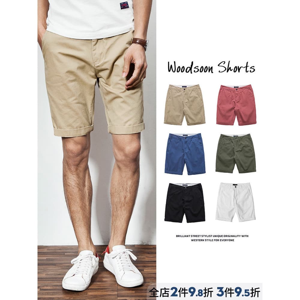 Shorts casuais masculinos na moda verão na moda solto puro algodão calças médias 5 pontos calças de praia exterior Wear