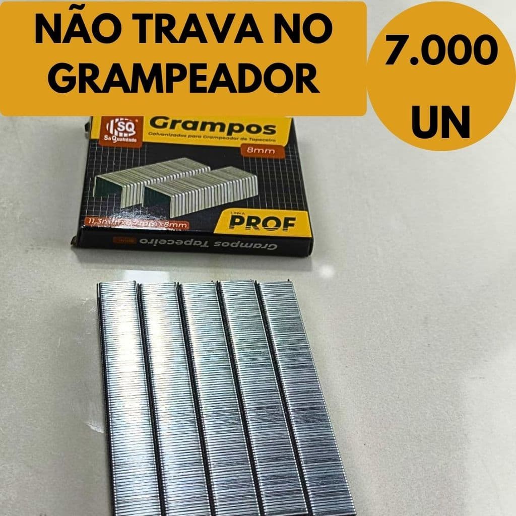 Grampos 8mm 7.000 Unidades Grampeador Fixação Firme Madeira Estofado Couro Marceneiro Tapeceiro