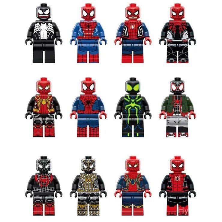 Brinquedos de Blocos de Montar Lego 12 Peças Marvel Homem-Aranha Homem de Ferro Cyrodiga Ultraman Minifigura Educativa p