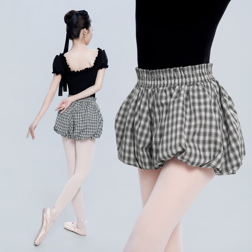Bloomers De Prática De Botão Xadrez Adulto De Balé