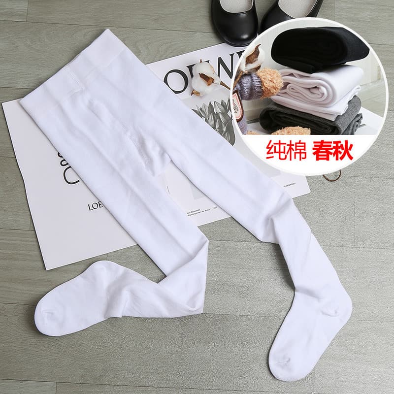 Meninas primavera outono puro algodão meia-calça médio grosso algodão Leggings estudante preto branco corpo meias de dan
