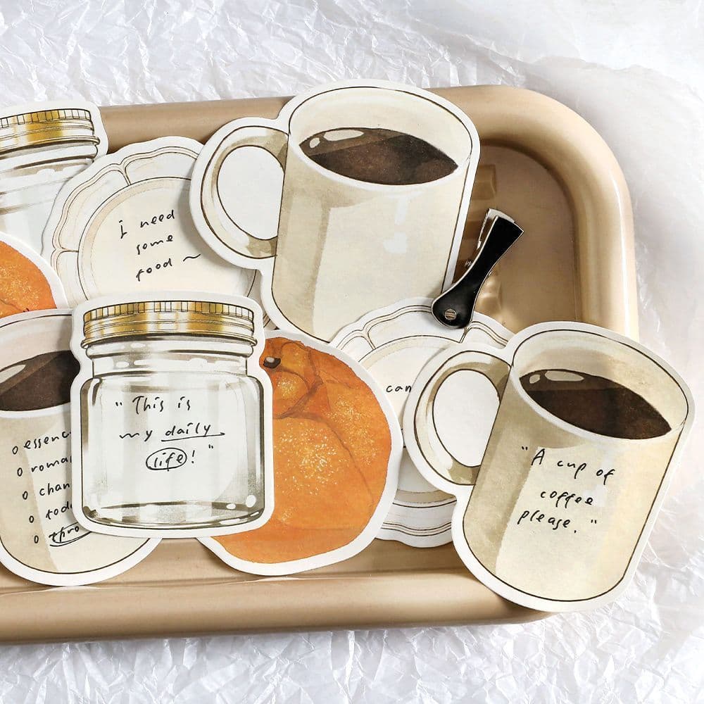 Time Gap Xícara de Café Frutas Notas Post-It em Forma Especial Estudantes de Alto Valor Usam Notas Criativas Pegajosas