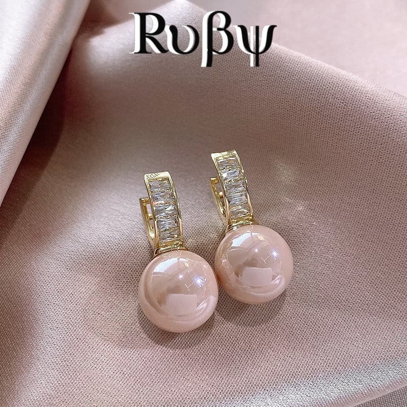 Ruby * Novo estilo brincos rosa pérola brincos feminino nicho Design brincos luz luxo brincos franceses