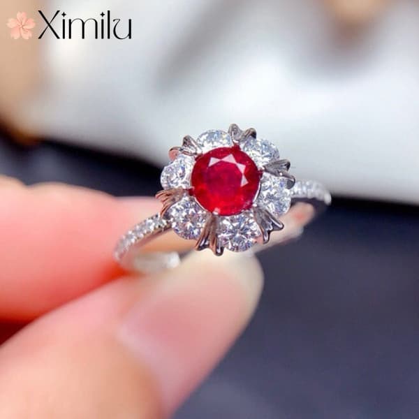 ❤ Novo clássico vermelho verde turmalina cheio de diamante rosa anel de ouro feminino venda quente Original rubi jóias